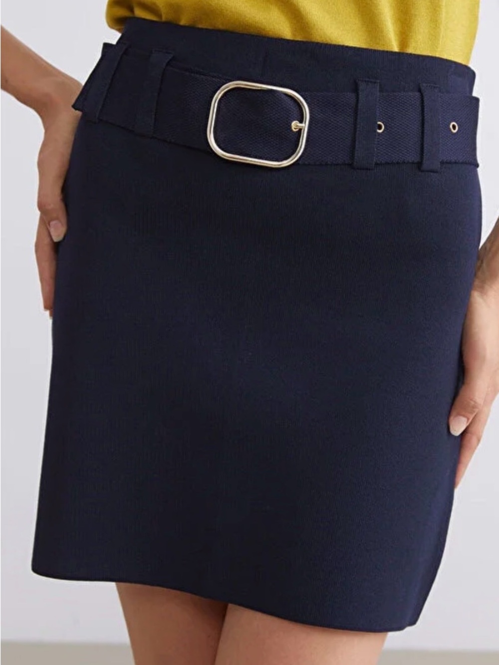 Zara Navy Belted Mini Skirt - Classic Women's Skirt